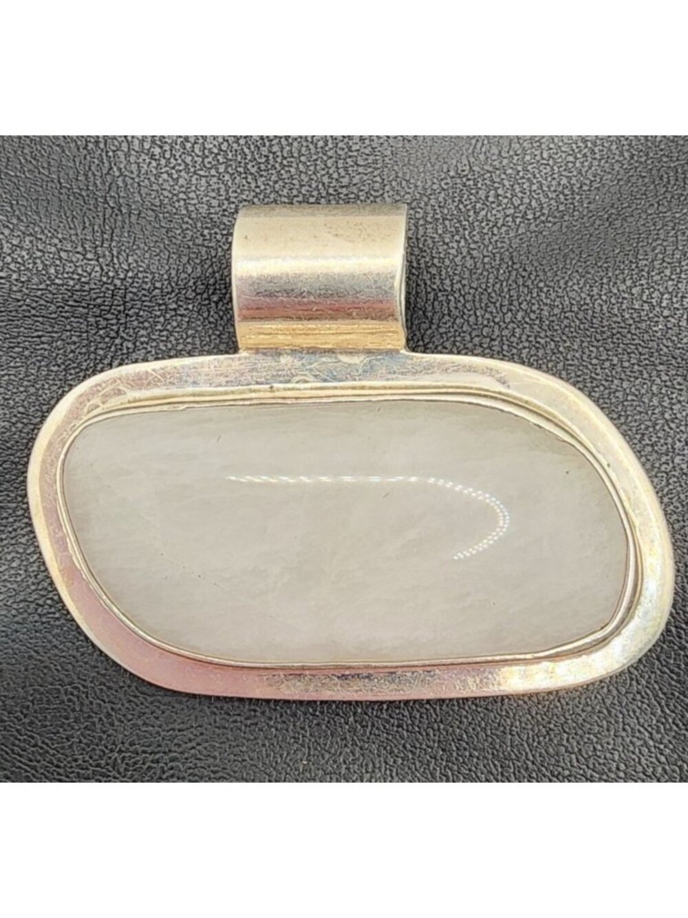 Vtg Taxco Mexico 925 TC-140 Sterling Silver Pendant With  White Stone 2" 25.4g